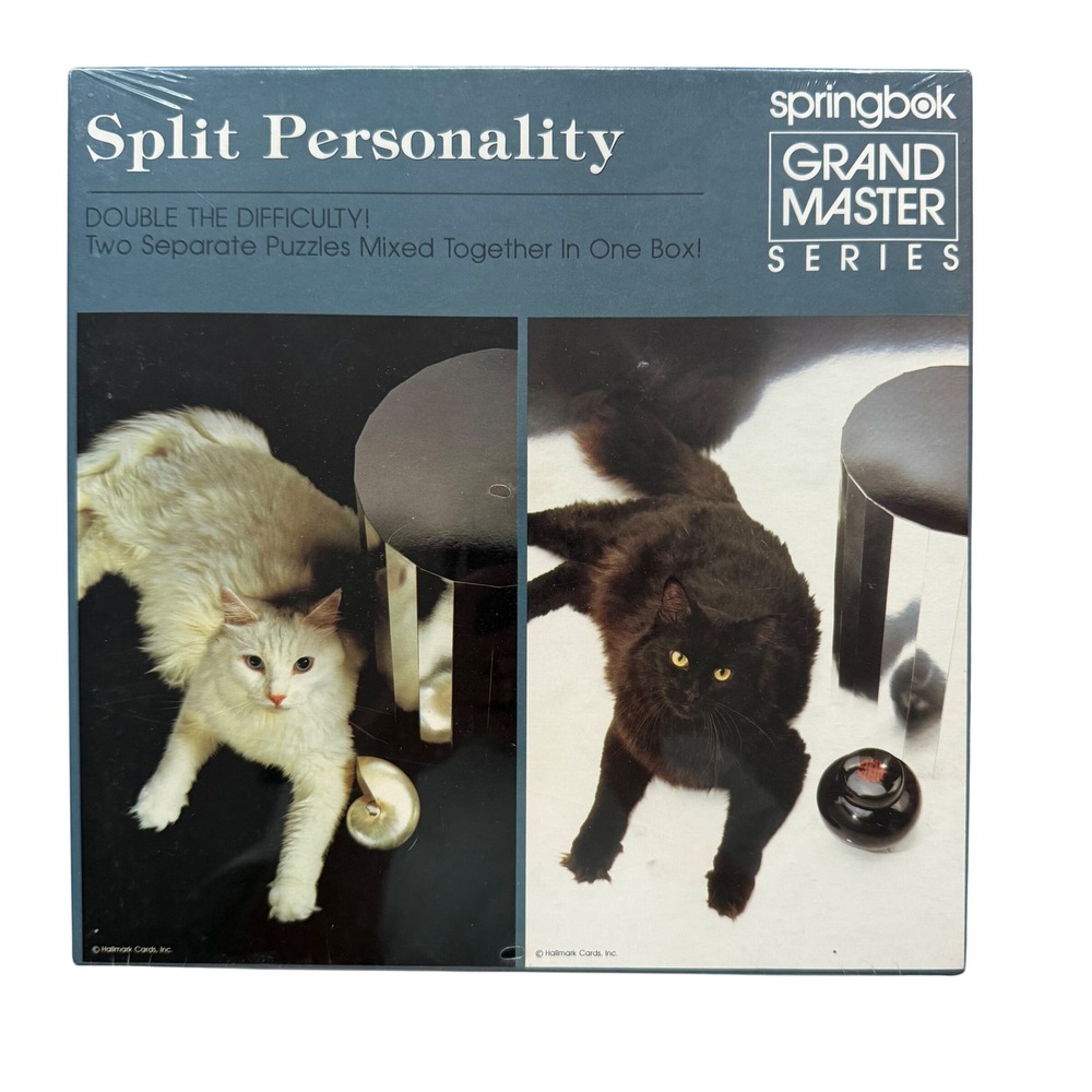 Springbok Split Personality Cats Jigsaw Puzzle Black White Vintage New VTG Gift